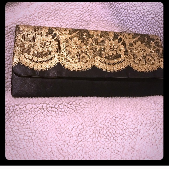 Handbags - Black and Gold Clutch